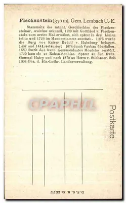 Fleckenstein — Ruina widok z wschodu — D.R. G.M. Nr 13717 — Rewers