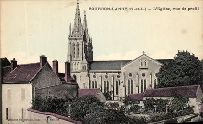 Bourbon-Lancy (S.-et-L.) — A Igreja, vista de perfil — Édition Chandlioux, imp. — Cl. Paculet