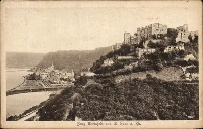 Cidadela Rheinfels e St. Goar a. Rh. — vista panorâmica — Gustav Usinger, St. Goarshausen, n° 94656