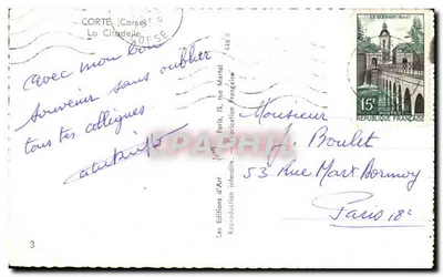 Corte (Corse) — La Citadelle perchée sur un éperon rocheux — J. Jon 7 — Verso