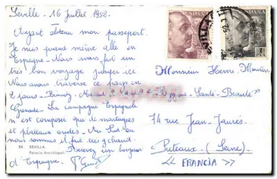 Palácio Arcebispo de Sevilha — fachada barroca ornada — editor desconhecido, número de série não visível — Verso