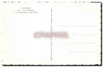 Lourdes — A Basílica e o Monumento aos Mortos — Éditions d'Art C.L.D., Lourdes — Verso