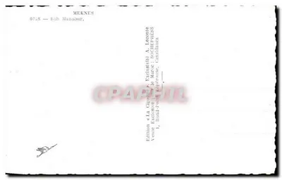 Meknès — Bab Mansour — Wydawnictwo « La Cigogne » — Rewers