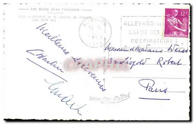 Pinsot — Widok lodowca Gévezin — Wydawnictwo Art André — Rewers