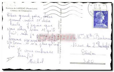 Castelo de Chassagnon — Arredores de Langeac (Alta Loire) — Coleção « La Cigogne » — Verso