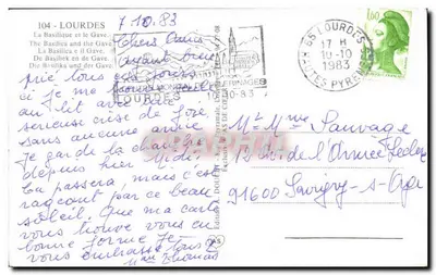Lourdes — A Basílica e o Gave — Edição AS de Cévennes, n°104 — Verso