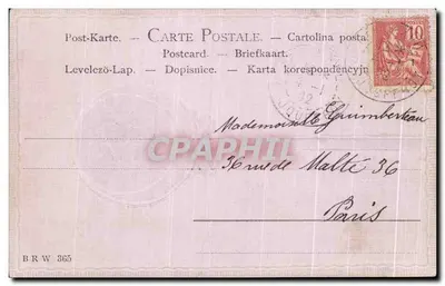 Paris — Carta postal com texto manuscrito e selo de 10 centavos — editor BRW 365 — Verso