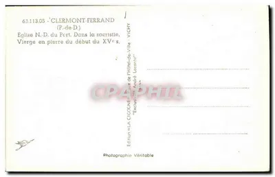 Vergue de pedra do início do século XV — Igreja N.-D. do Port, Clermont-Ferrand — Edição La Cigogne, Vichy — Verso