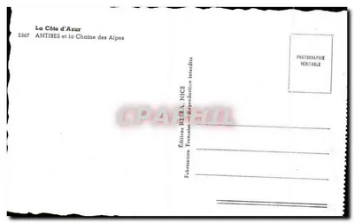 Antibes — La Côte d'Azur und die Chaîne des Alpes — Éditions R.H.A. NICE 2367 — Rückseite