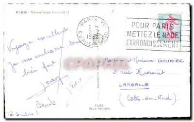 Parigi - Cattedrale di Notre-Dame — vista dalla Senna — editore Ganne, n°3603 — Verso