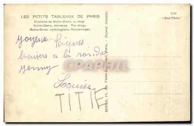 Gargouilles de Notre-Dame — vue panoramique — Mona, n°1419 — Verso