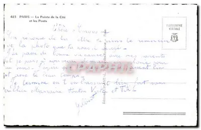 Paris — A Ponta da Cidade e os Pontes — Edições Chantal — Verso