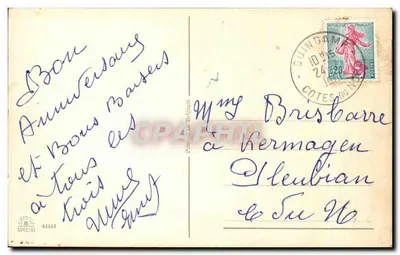Flowers and Butterflies — Birthday — French Postcard — Back