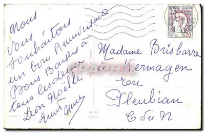 Wiosenny krajobraz z domem — 'Szczęśliwe urodziny' — M.D. PARIS, seria N° 470 — Rewers