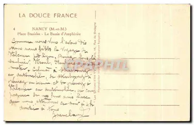 Nancy - Place Stanislas - Het Bassin d'Amphitrite — uitgever 'La Douce France' — Achterkant