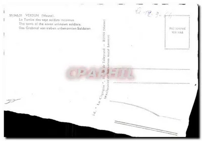 Verdun — Tumba dos sete soldados desconhecidos — La Cigogne, 55.545.31 — Verso