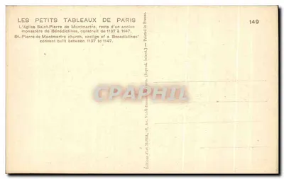 Igreja de São Pedro de Montmartre — vestígio de um antigo mosteiro de beneditinas — editor Mona, n° 149 — Verso