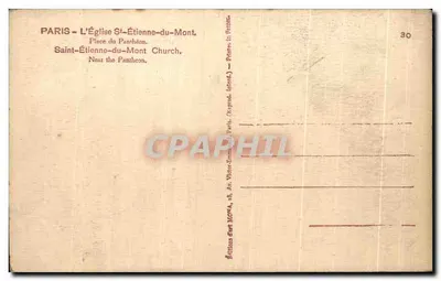 París - La Iglesia de San Etienne du Mont — Plaza del Panteón — Editor Mova, n°30 — Reverso
