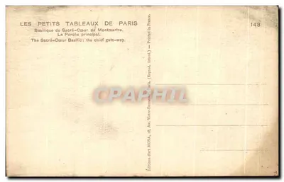 Basiliek van het Heilig Hart van Montmartre — Het Hoofdportaal — Éditions du Sacré-Cœur, Parijs — Achterkant