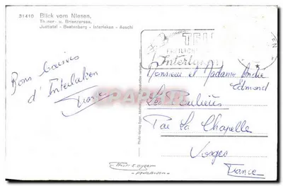 Vista do lago de Brienz — Thinner- u. Brienzersee — Justistal - Beatenberg - Interlaken — editor Photo-Verlag Giger, Aedeboden — n° 31410 — Verso