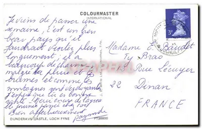 Dunderave Castle, Loch Fyne — vista lacustre e montanhosa — J. B. White Ltd., PT36600 — Verso