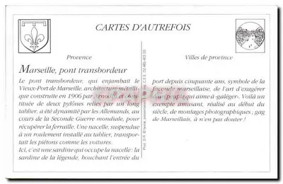Marselha, ponte transbordadora — montagem fotográfica humorística — Foto. Bouatre, Ed. 22, rua Parillon - Marselha — Verso