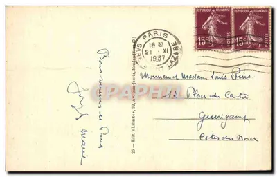 Paris — Praça do Carrousel e o Louvre — Édit. Jean-Jaurès, n°25 — Verso