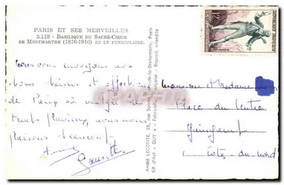Basílica do Sagrado Coração — Montmartre — Ed. André LECONTE, n° 3.119 — Verso