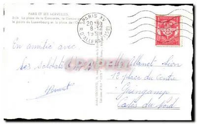Parigi e le sue meraviglie — Piazza della Concordia, Palazzo del Luxembourg, Ponte delle Cambio, Opéra — Edizione D'ART, Parigi — Verso
