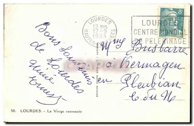 Lourdes — Matka Boża koronowana — Wydawnictwo Foto Quinquet, nr 50 — Rewers
