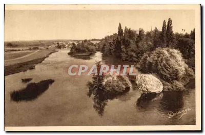 Bilhete postal antigo La Roche Posay La Creuse e o ponte do caminho de ferro