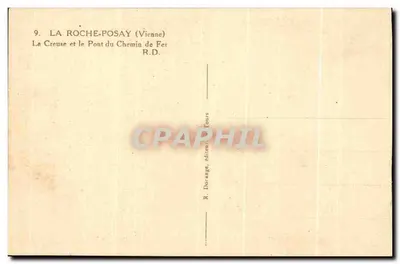 Bilhete postal antigo La Roche Posay La Creuse e o ponte do caminho de ferro — Verso