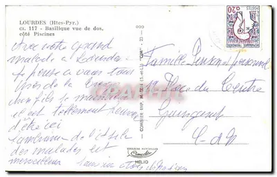 Lourdes (Htes-Pyr.) - Bazylika widziana z tyłu, strona basenów — wydawca Combier Imp. M.C.N. (S.-et-L.) — Rewers