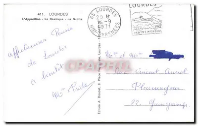 Lourdes — Objawienie Najświętszej Panny Maryi — Wydawca Edlux, n°411 — Rewers