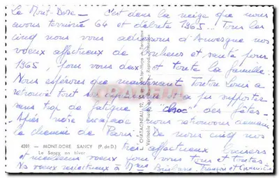 Mont-Dore — Zimowa widok z śniegiem — L. CHATAGNEAU, n° 4201 — Rewers