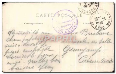 Stara pocztówka Laval — Zamek — Starsza siedziba panów z Laval — Rewers