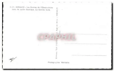 Mônaco - As Grutas do Observatório no Jardim Exótico, A Grande Sala — Edições 'LA CIGOGNE' - C-21 — Verso