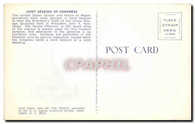 Sala do Senado e da Câmara dos Representantes — Sessão conjunta — Publicado pela Sociedade Histórica do Capitólio dos Estados Unidos — Verso