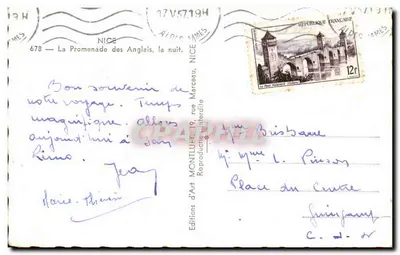 Promenada Anglijska w nocy — Nice — Wydawnictwo Art Montluçon, nr 678 — Rewers