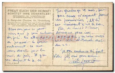 Ruiny Chudow — 6. Burgruine Chudow, Kr. Hindenburg — Heimatverlag Oberen-Heim, G.m.b.H., Gleiwitz — Rewers