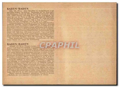 Baden-Baden — Lembrança de Baden-Baden — Imprensa Nacional, Og. Clorer, Offenburg-Lahr. — Verso