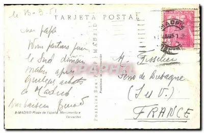 Madryt — Pomnik Cervantesa — Postales Beas, n°8 — Rewers
