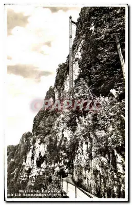 Bürgenstock, Caminho de Pedra com Elevador Hammetschwand — 105 m de altura — editor Vorlag Globetrotter G.m.b.H., Luzern