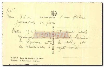 Igreja de Santa Gertrudes - As bancadas — Editor Em. Thill, Bruxelas, n° 36 — Verso