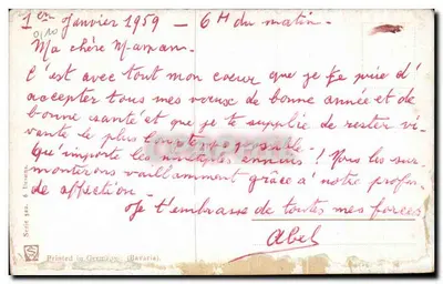 Chata zasypana śniegiem w górach — scena zimowa — wydawca Bavaria, seria 32a — Rewers
