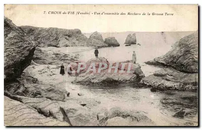 Croix-de-Vie (Vendée) — Vista geral dos Rochos da Grande Terra — N.P. Editor de VIE