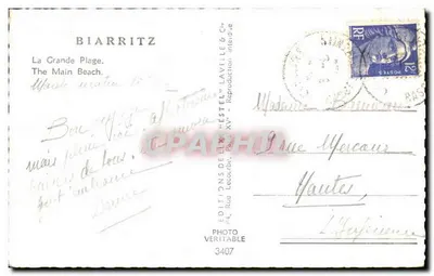 Biarritz — La Grande Plage — Éditions d'Estel, n°3407 — Verso