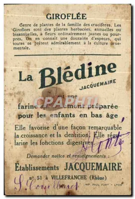 La Blédine — Girasol — Establecimientos Jacquemaire — Reverso