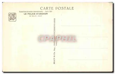 Palácio de Angkor — Exposição Colonial Internacional Paris 1931 — Editor Braun & Cie, Paris — Verso