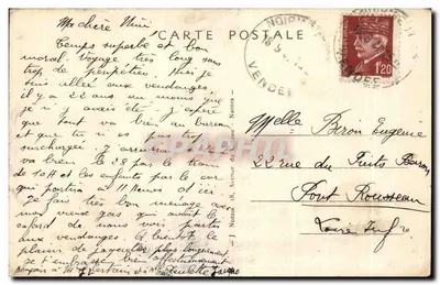 Barbatre (Wyspa Noirmoutier, Vendée) — Widok na "Goá" przy niskiej wodzie, oznaczony znakami nawigacyjnymi z platformami — wydawca Mozais, nr 24 — Rewers